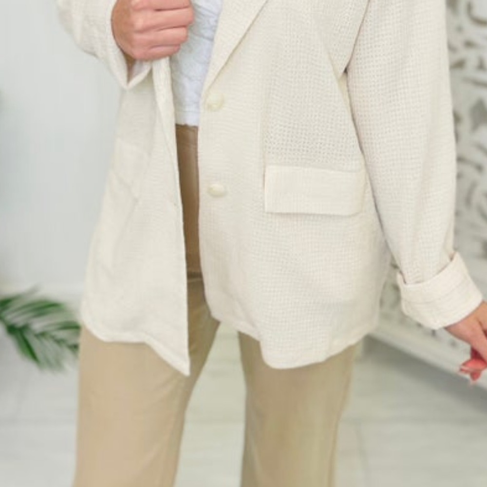 Petal Dew Woman’s Cream Textured Lightweight Oversized Blazer Jacket